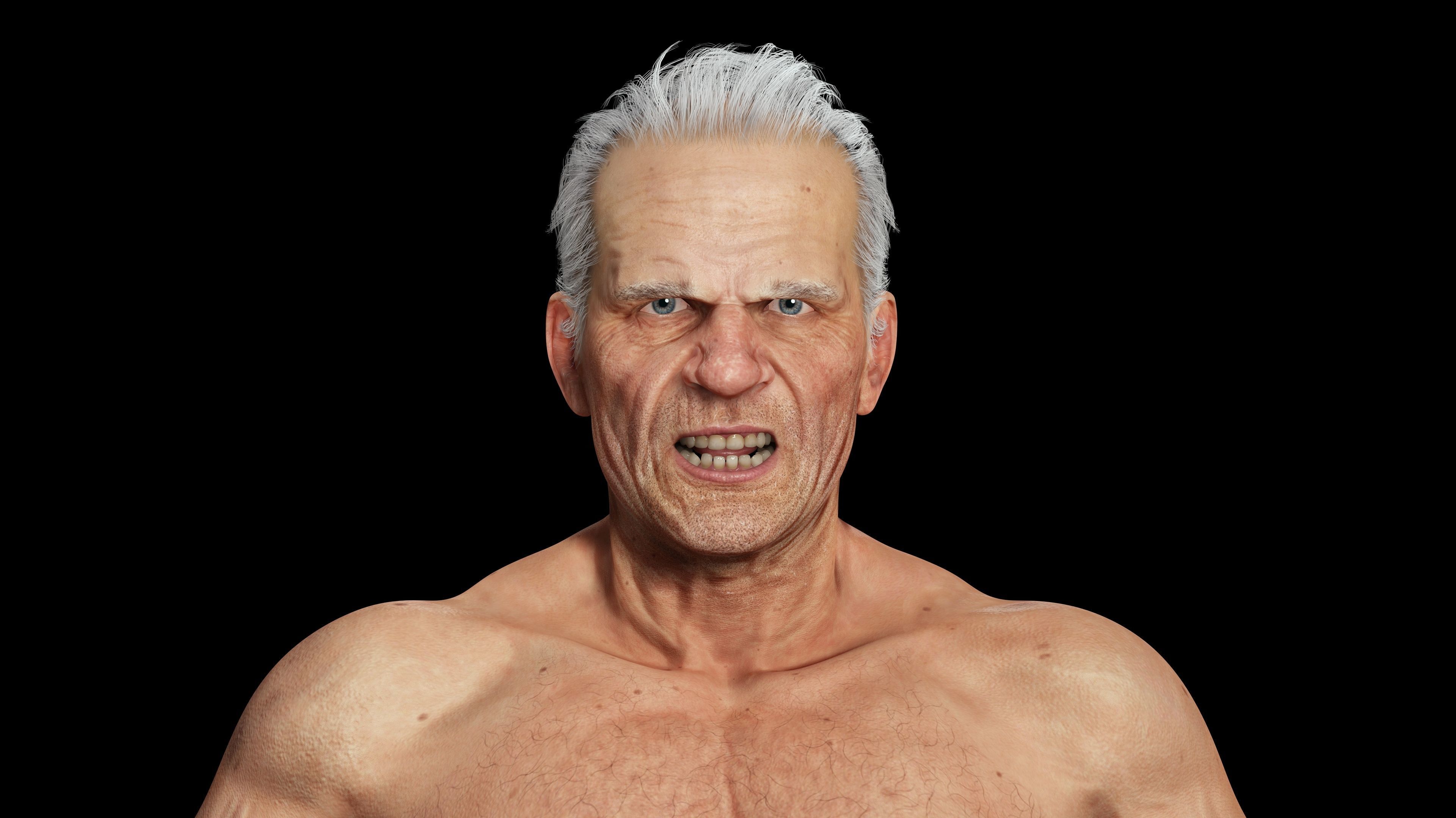 Realistic Old Man Low-poly 3D model_6