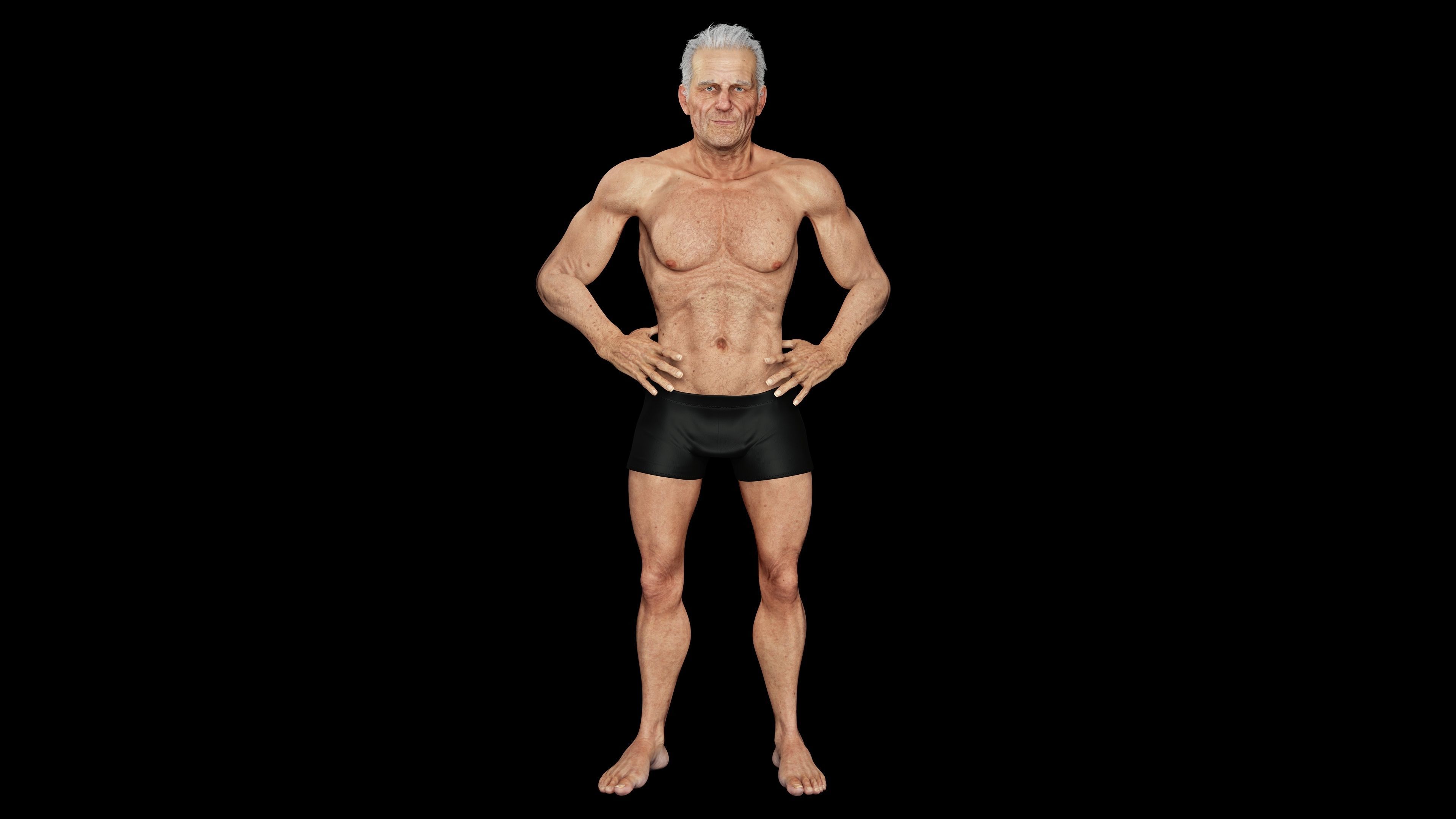 Realistic Old Man Low-poly 3D model_15