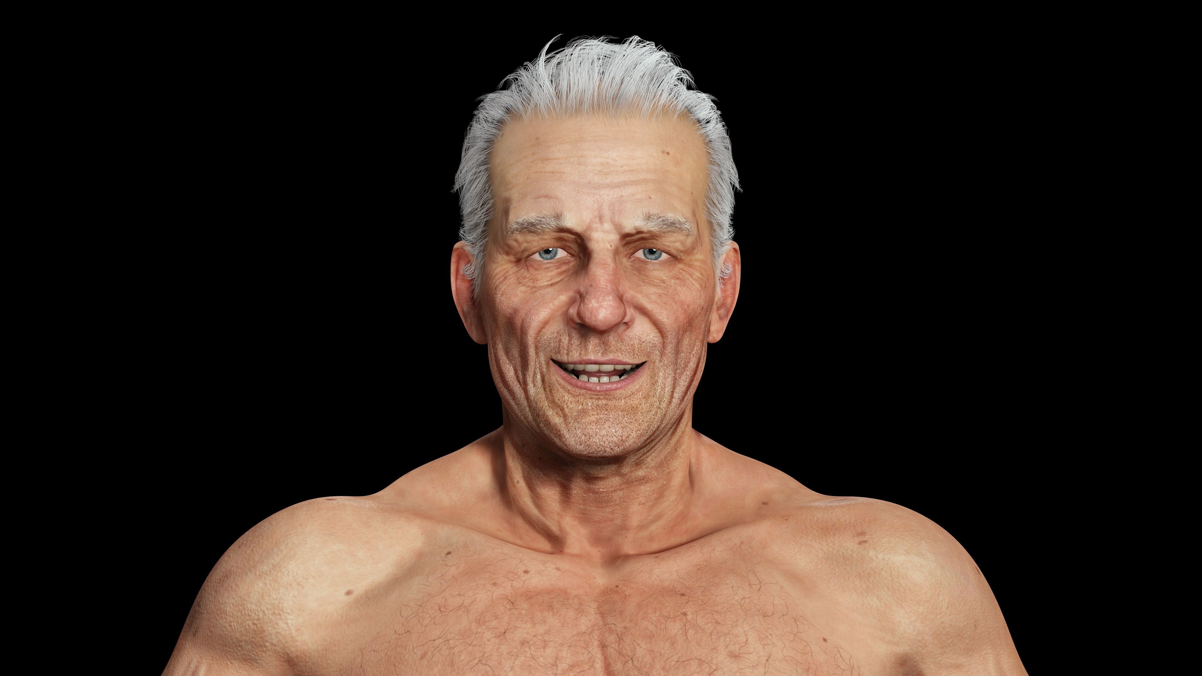 Realistic Old Man Low-poly 3D model_4