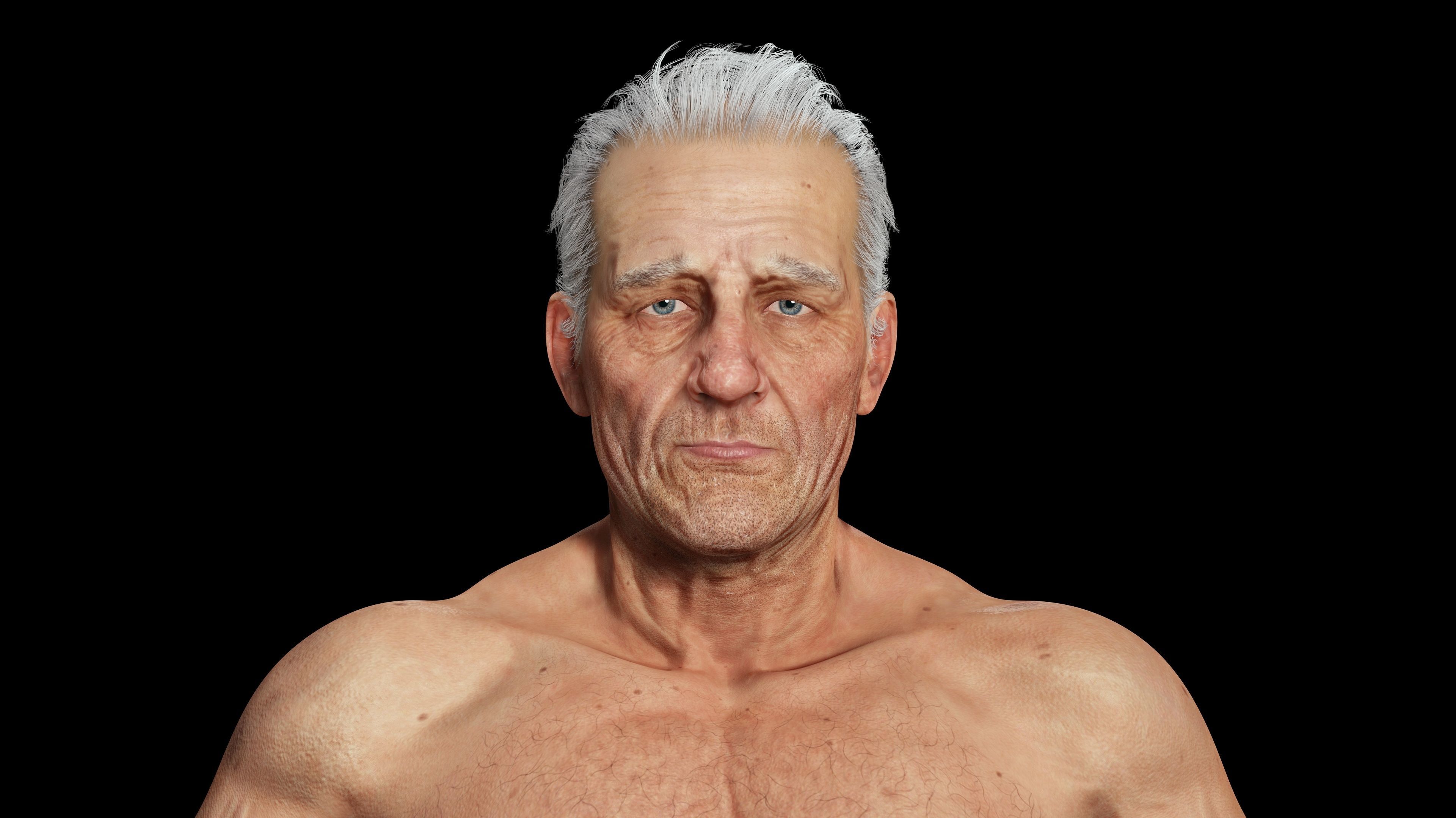 Realistic Old Man Low-poly 3D model_5
