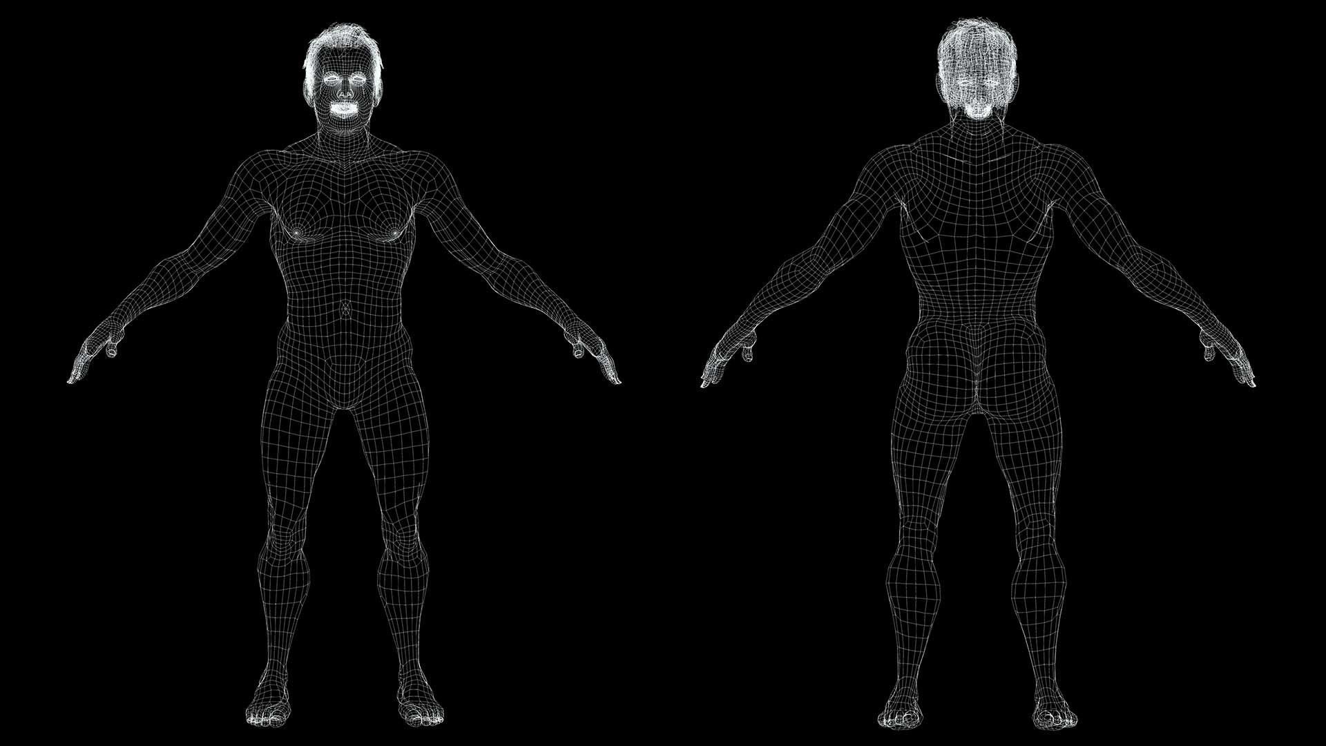 Realistic Old Man Low-poly 3D model_17