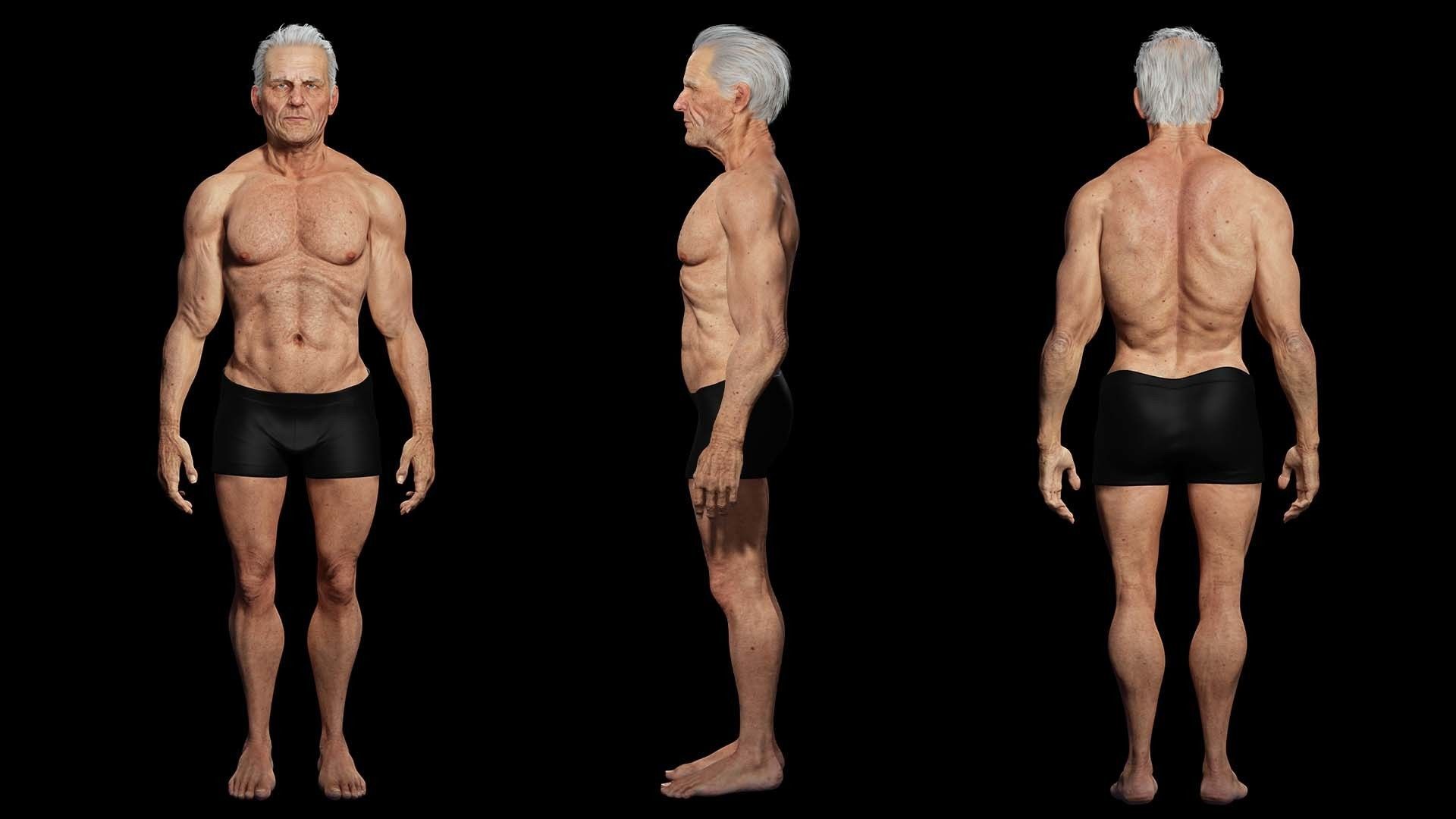 Realistic Old Man Low-poly 3D model_1