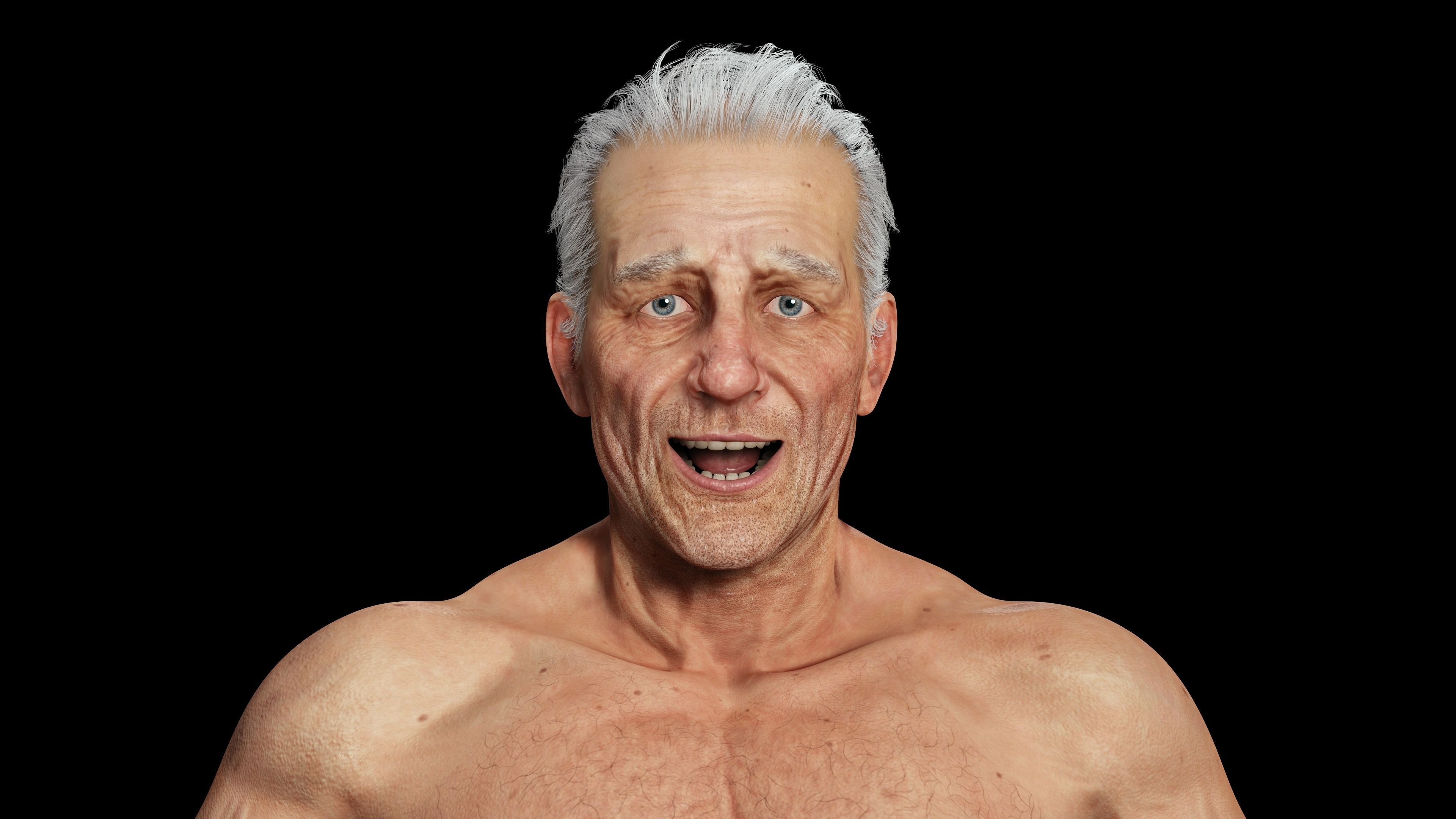 Realistic Old Man Low-poly 3D model_7