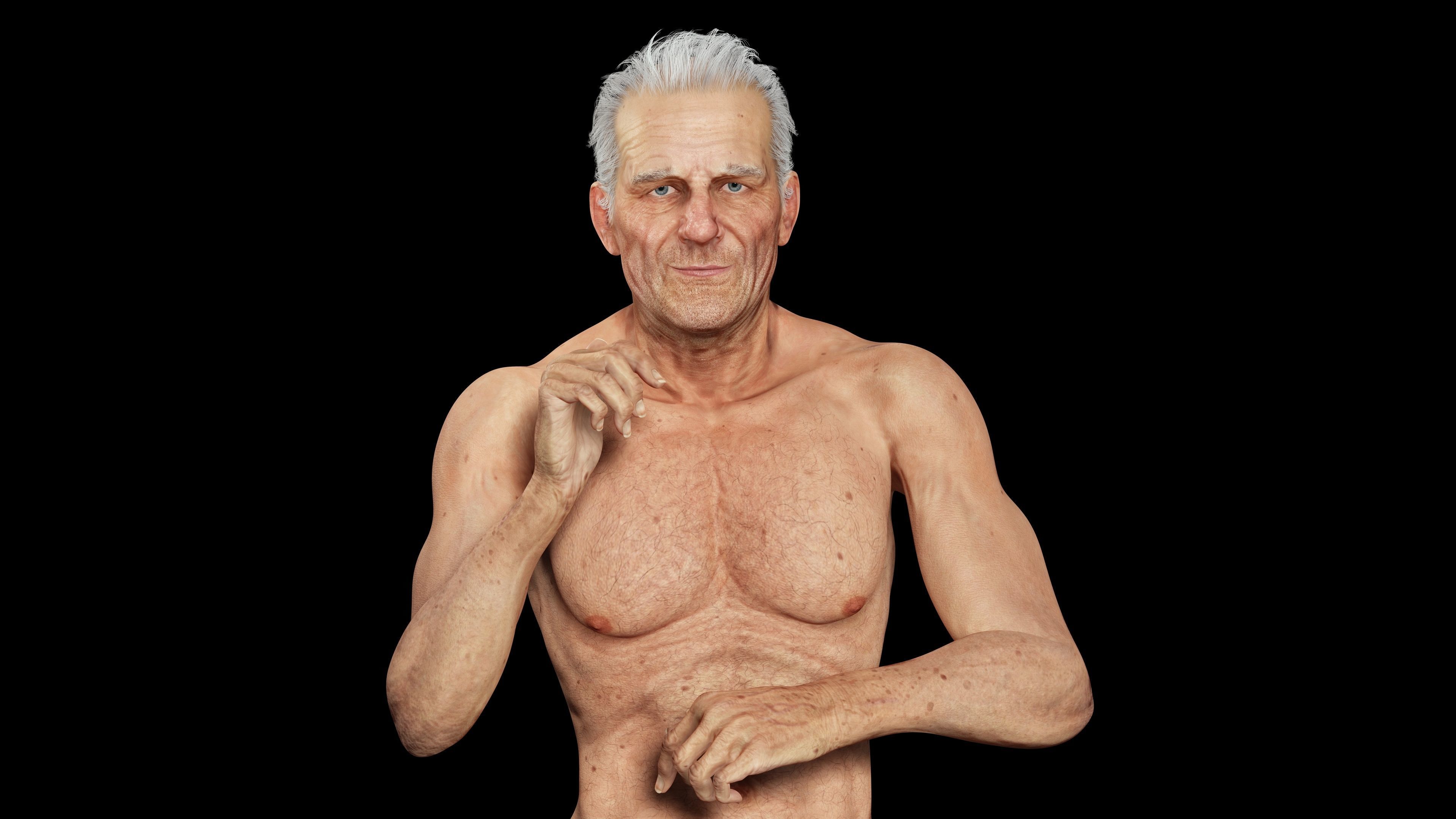Realistic Old Man Low-poly 3D model_13