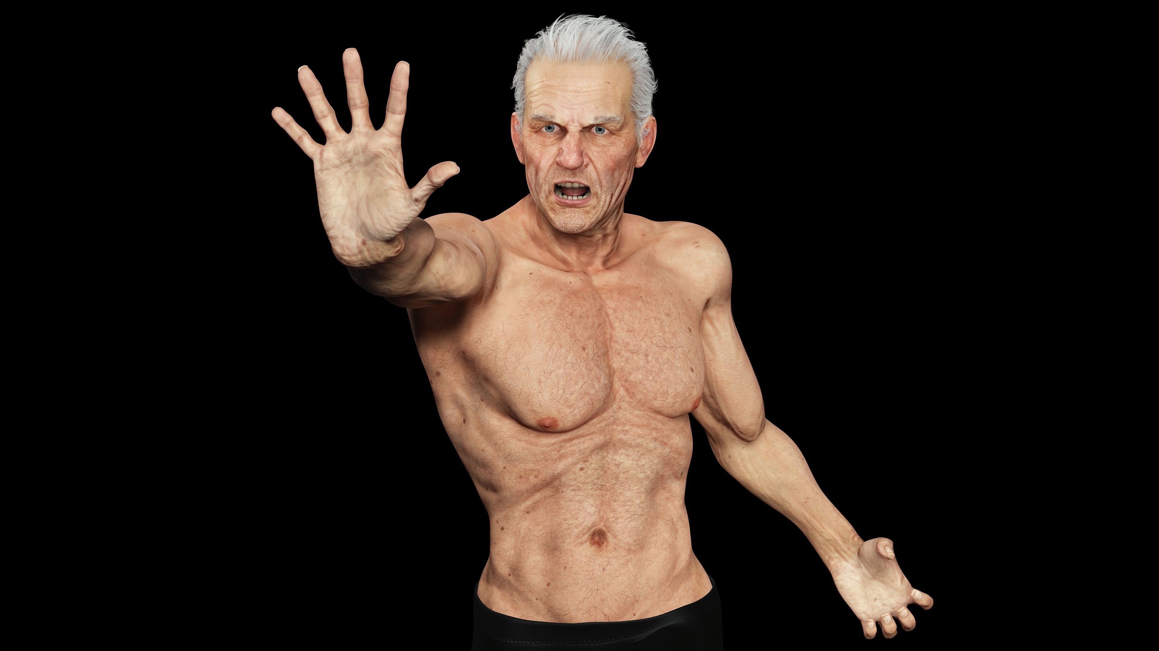 Realistic Old Man Low-poly 3D model_12