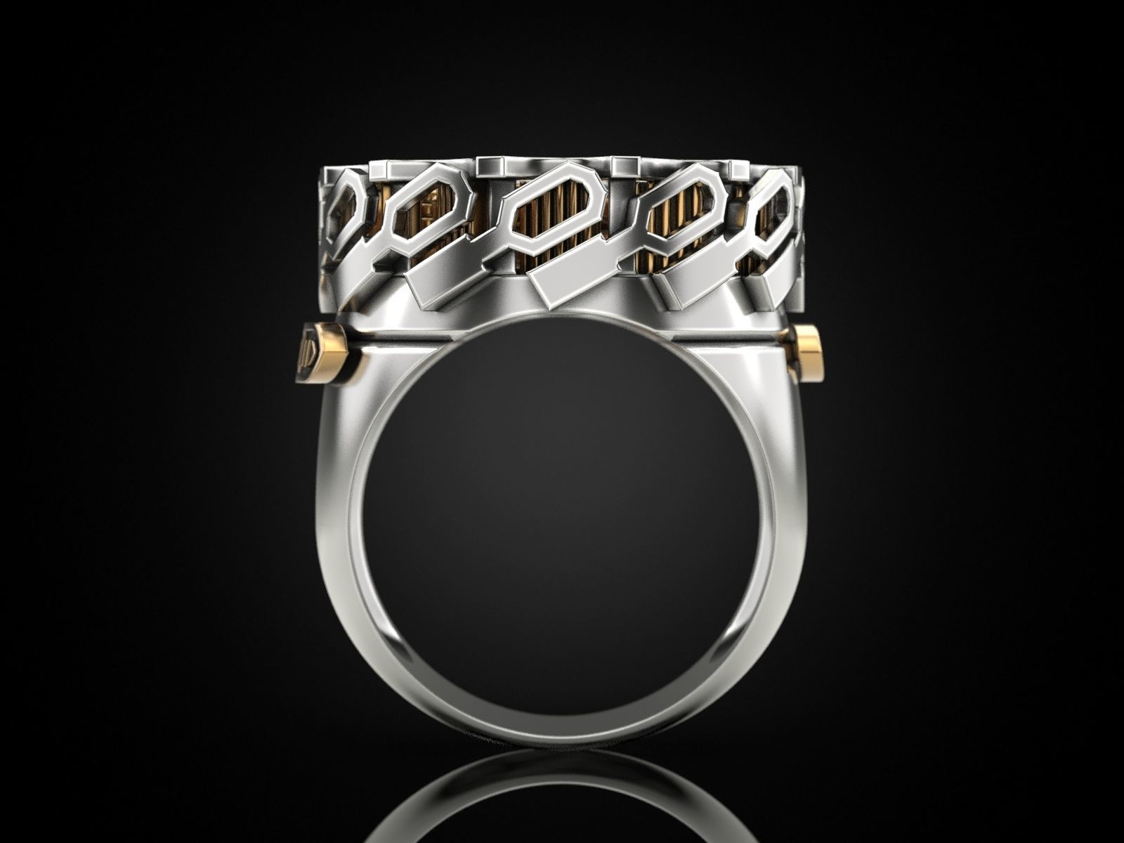 Dynamic mechanical ring 3D print model_7