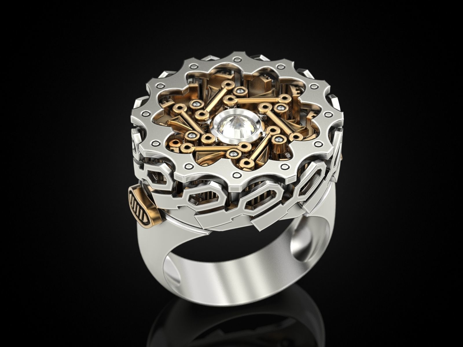 Dynamic mechanical ring 3D print model_1
