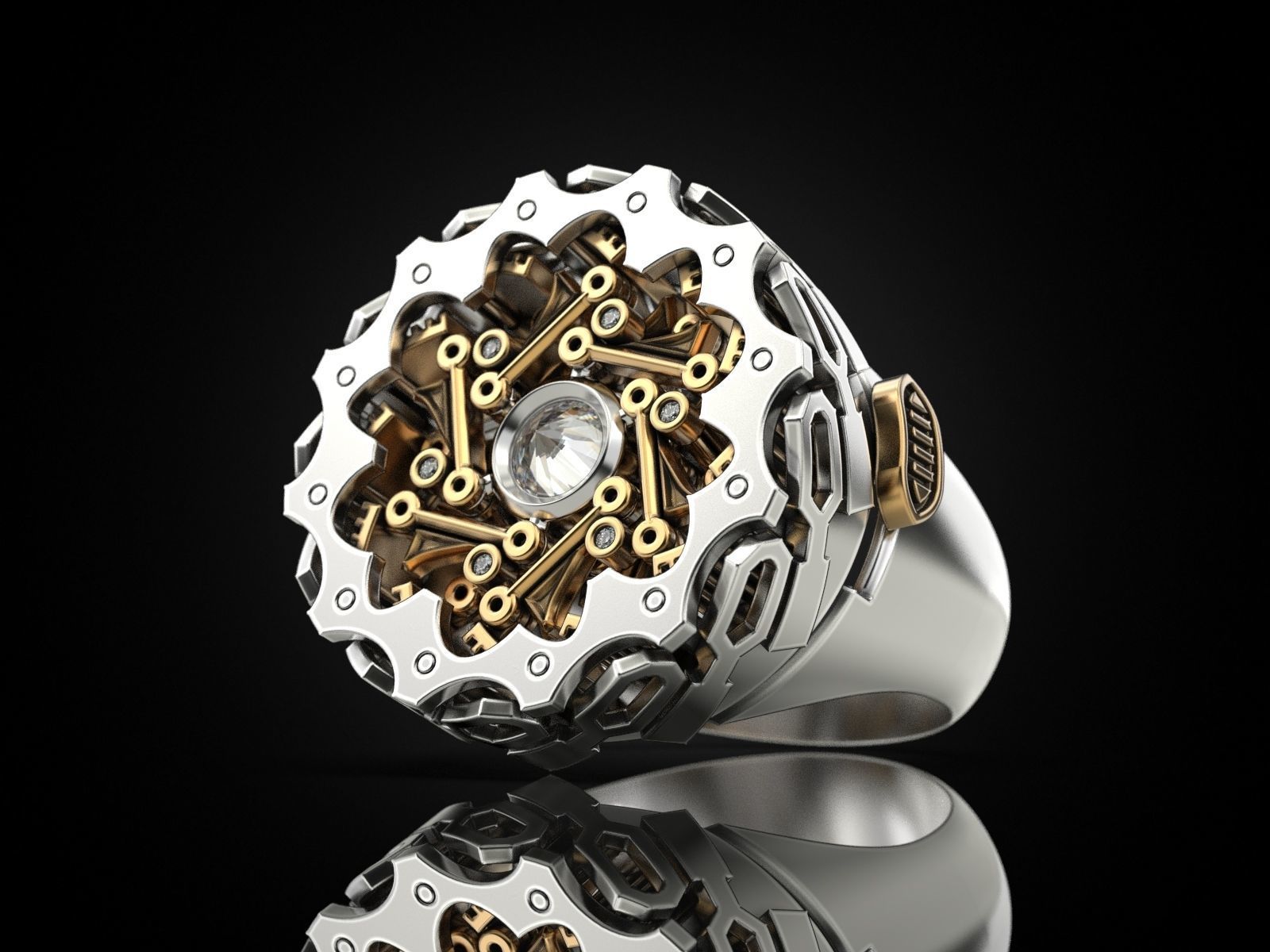 Dynamic mechanical ring 3D print model_3