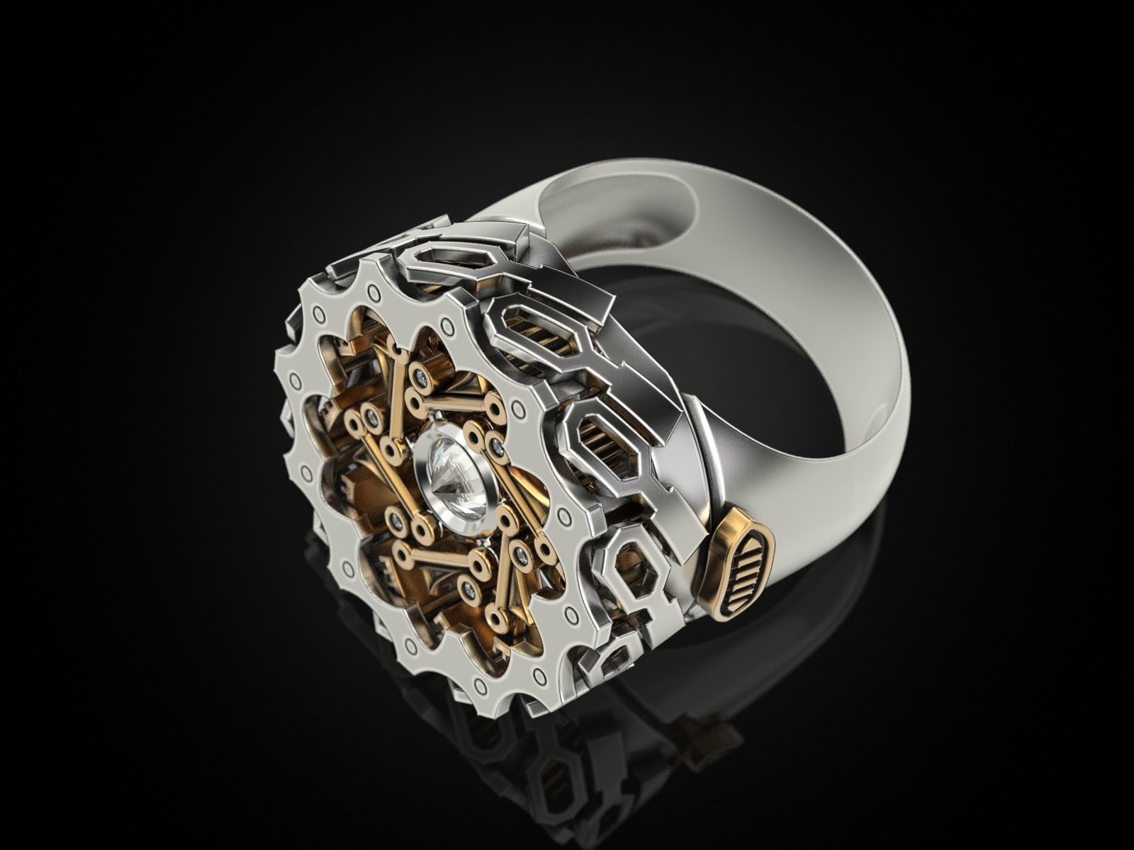 Dynamic mechanical ring 3D print model_2