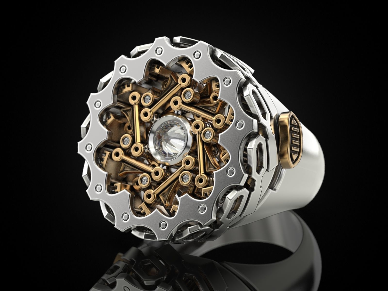 Dynamic mechanical ring 3D print model_4