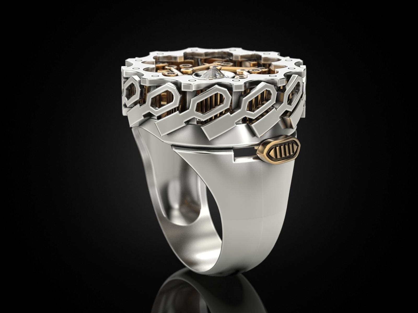 Dynamic mechanical ring 3D print model_6