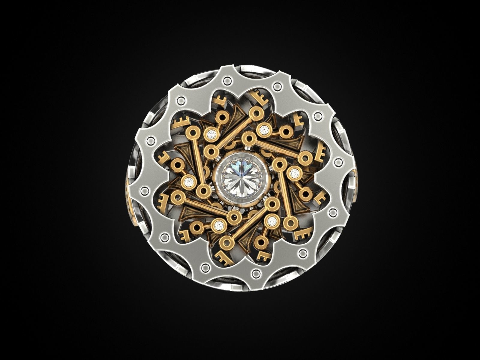 Dynamic mechanical ring 3D print model_5