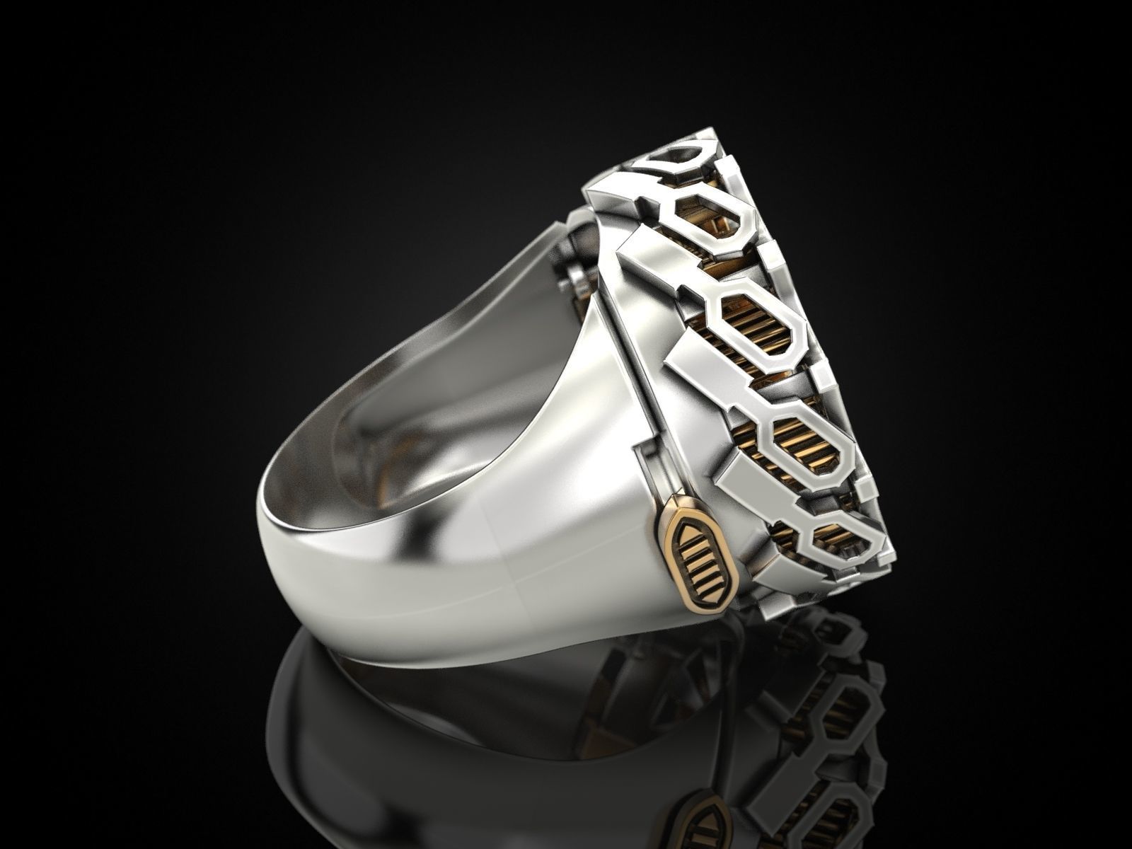 Dynamic mechanical ring 3D print model_9