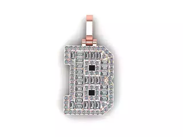 Letter B Emerald Diamond pendant