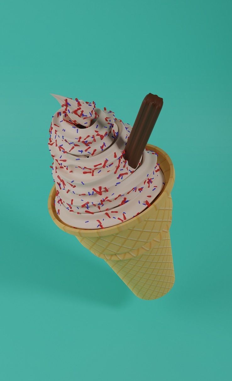Ice Cream with Cone and Sprinkles Low-poly 3D model_1