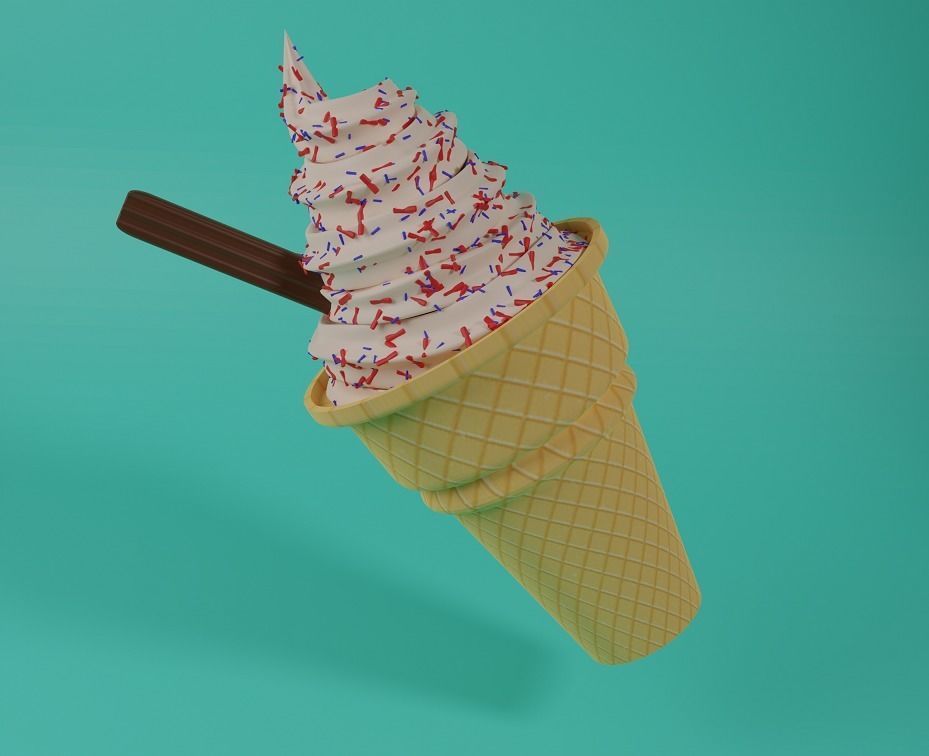 Ice Cream with Cone and Sprinkles Low-poly 3D model_4