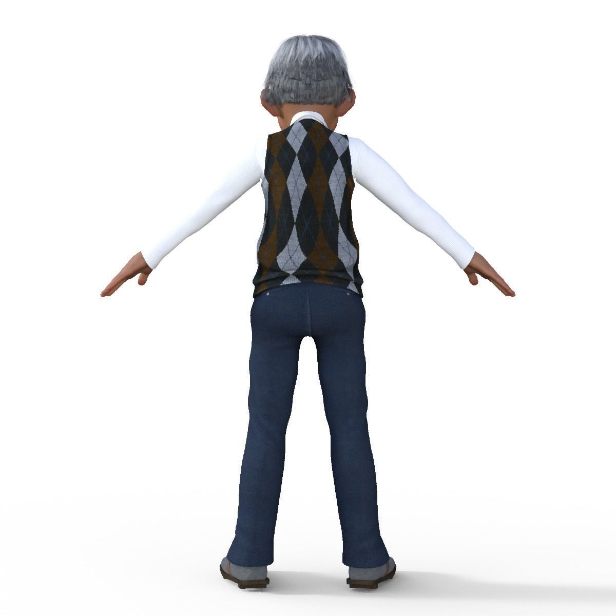 Cartoon  Old Grandfather Rigged 3D model_12