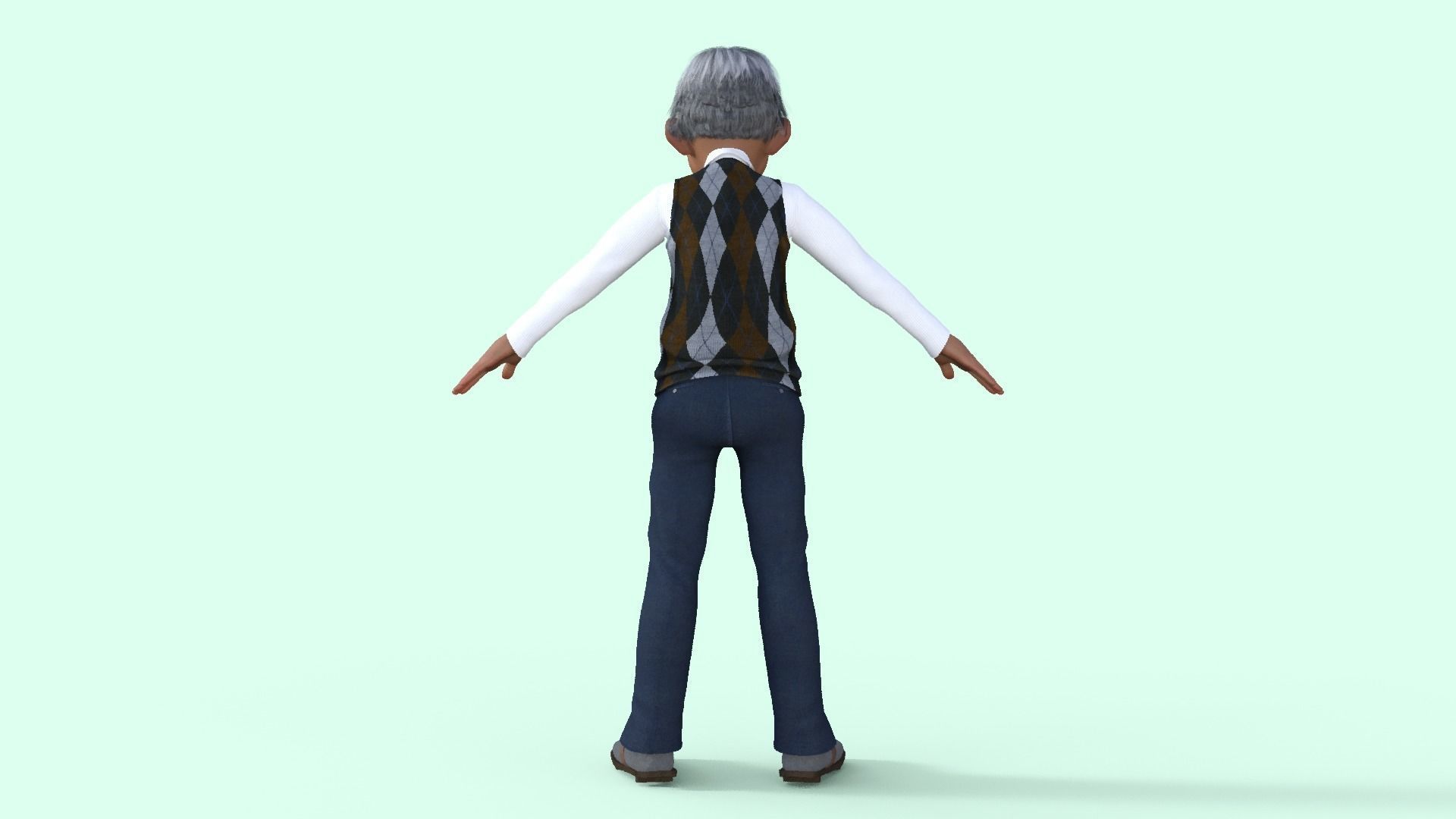 Cartoon  Old Grandfather Rigged 3D model_20