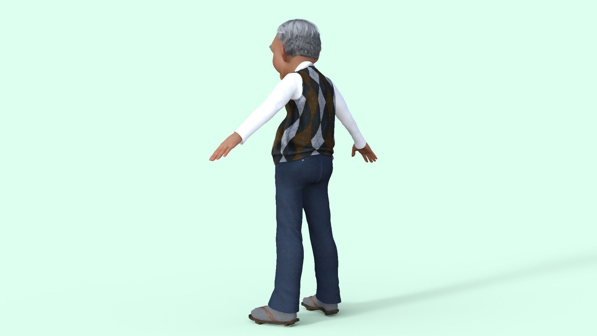 Cartoon  Old Grandfather Rigged 3D model_19