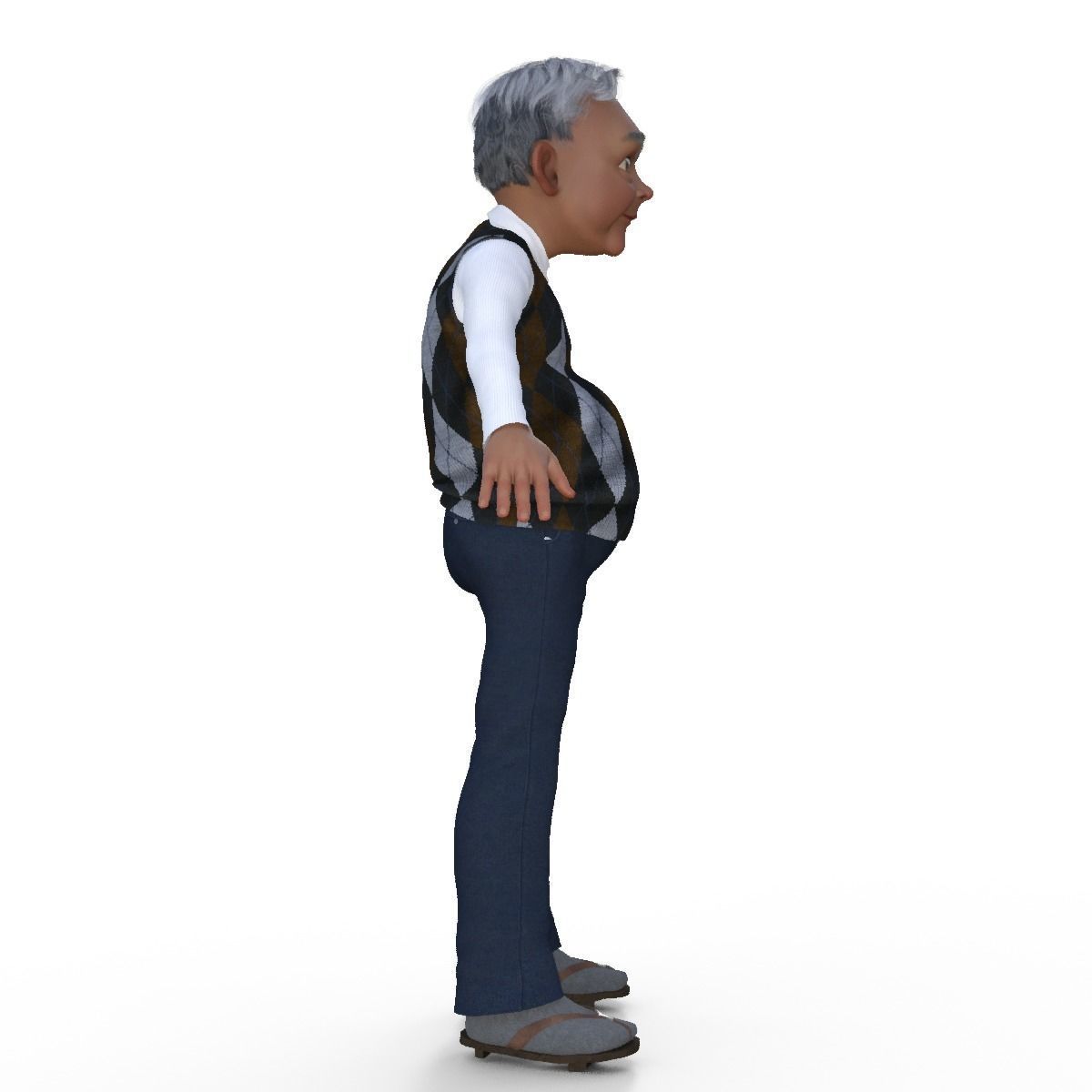 Cartoon  Old Grandfather Rigged 3D model_14