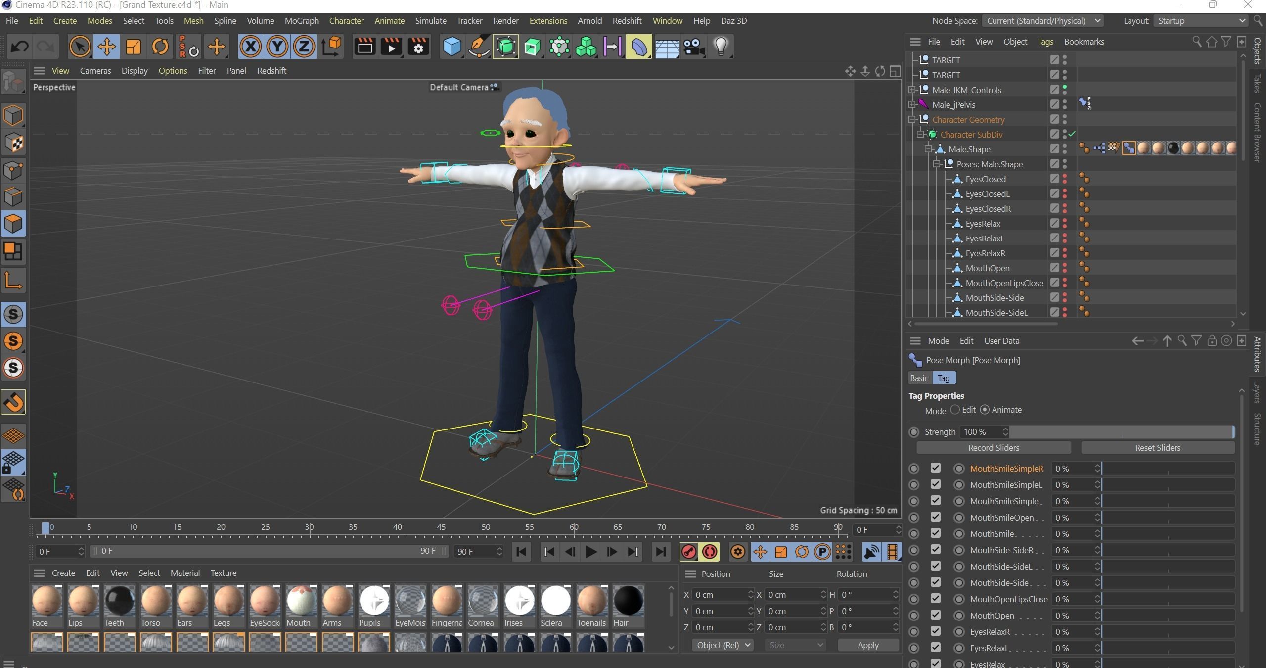 Cartoon  Old Grandfather Rigged 3D model_24