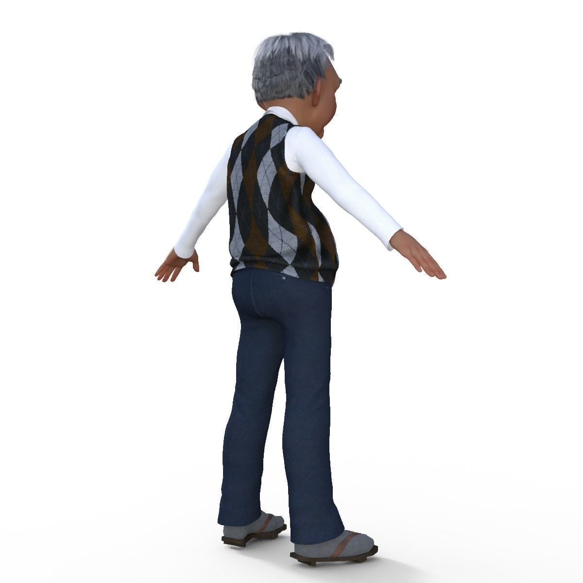 Cartoon  Old Grandfather Rigged 3D model_13