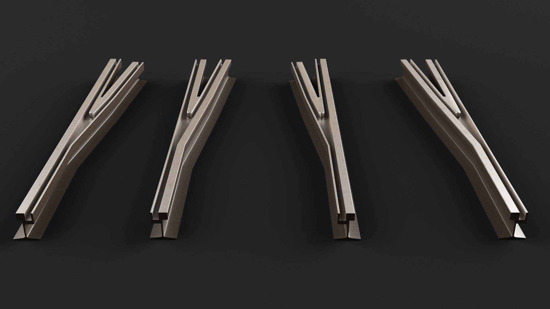Collection of Tram Rails Elements 3D model_9
