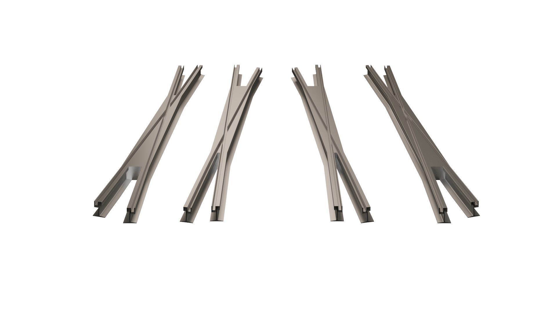 Collection of Tram Rails Elements 3D model_12