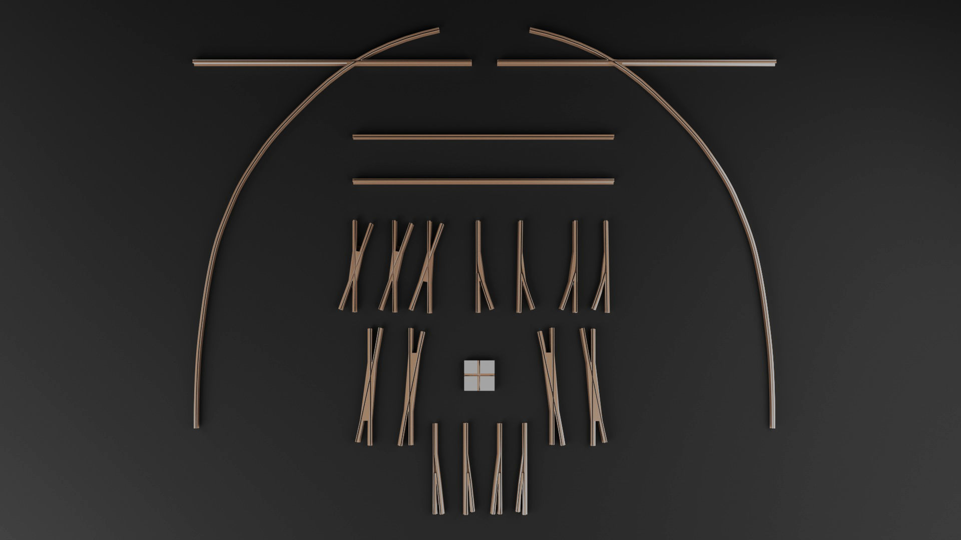 Collection of Tram Rails Elements 3D model_1