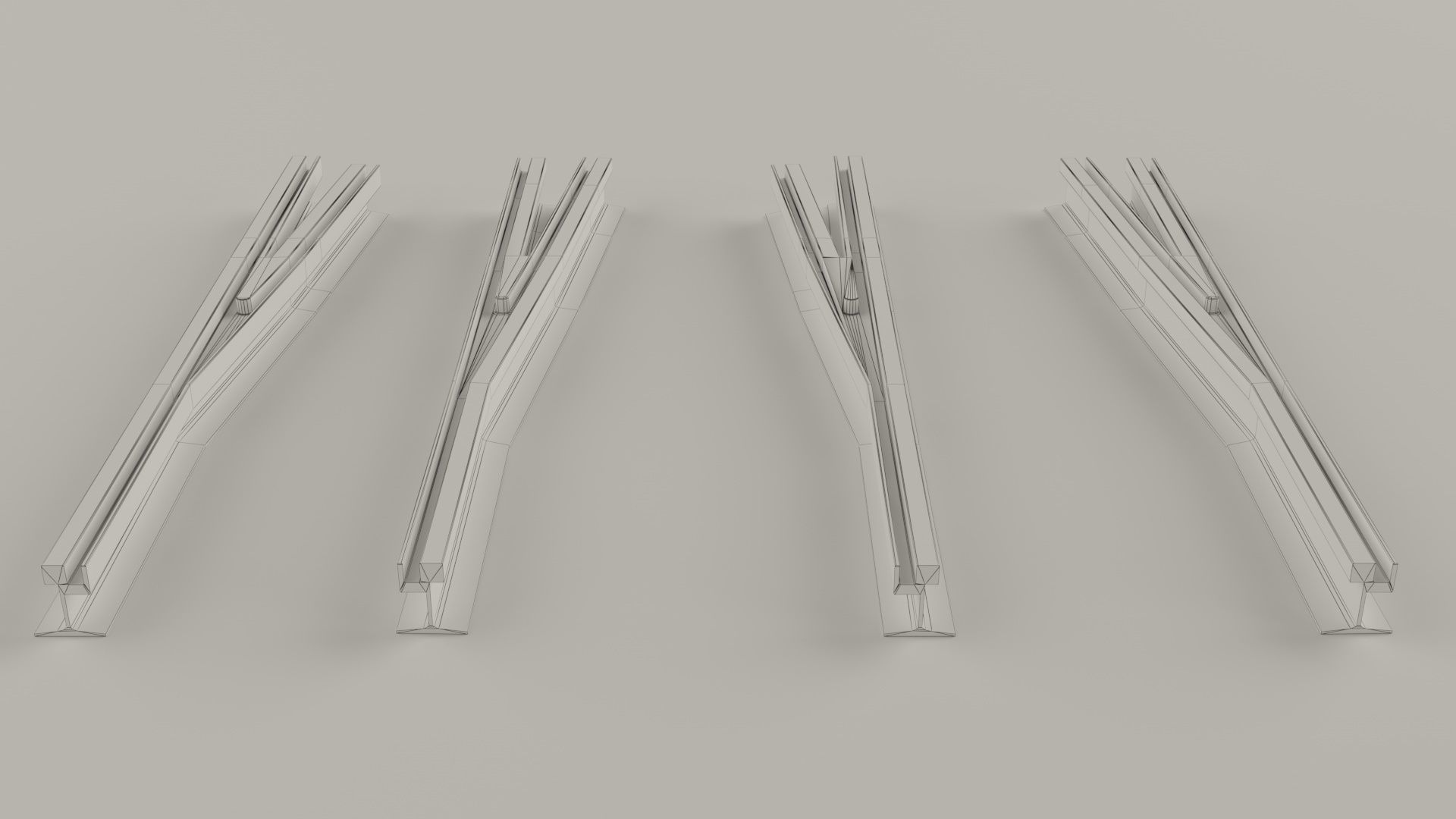 Collection of Tram Rails Elements 3D model_6