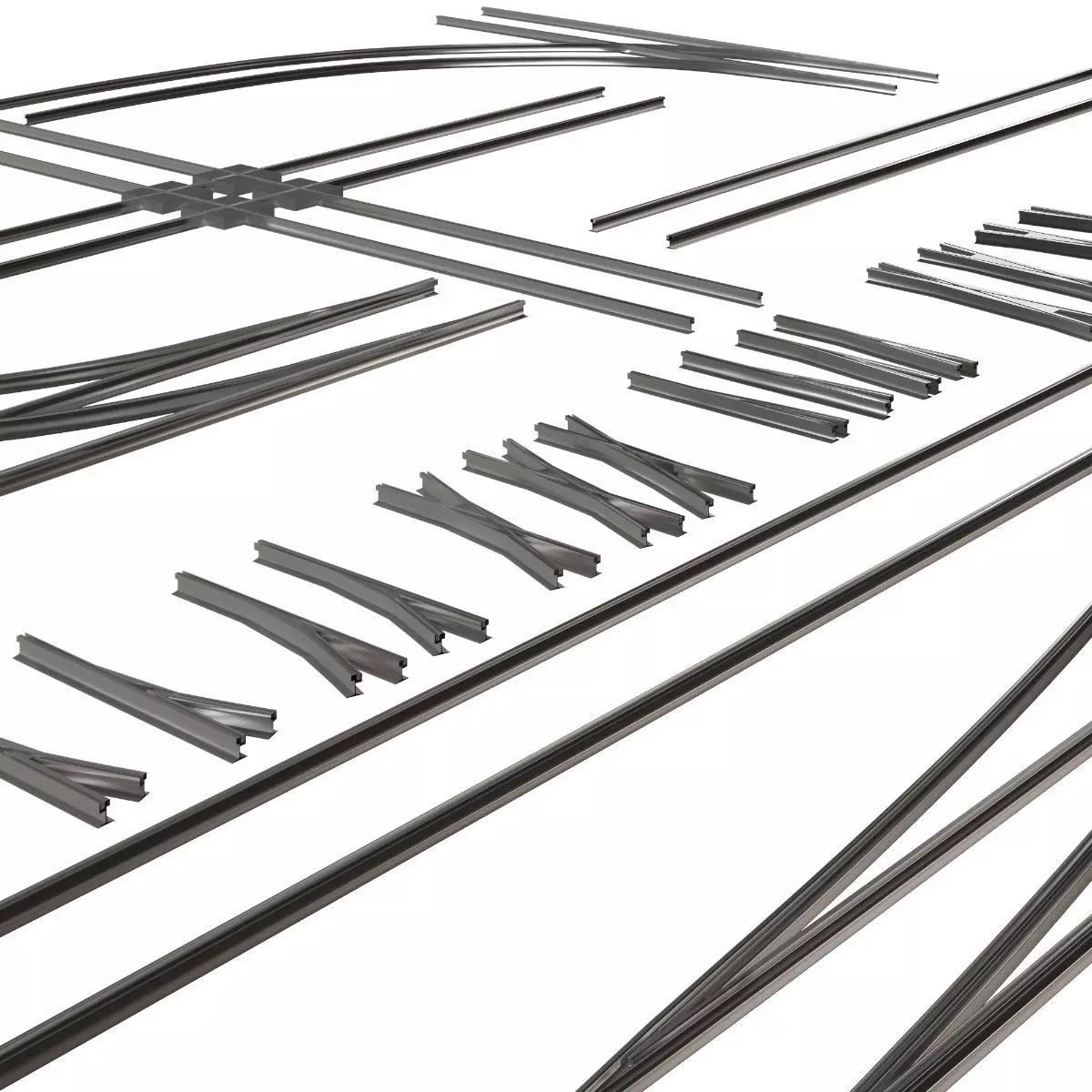 Collection of Tram Rails Elements 3D model_0