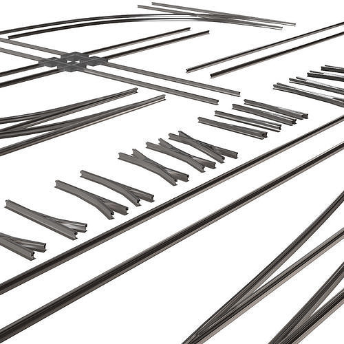 Collection of Tram Rails Elements 3D model