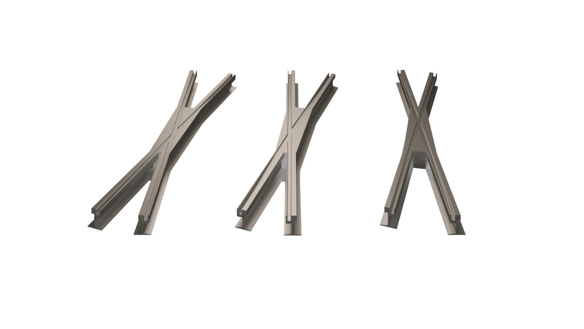 Collection of Tram Rails Elements 3D model_7