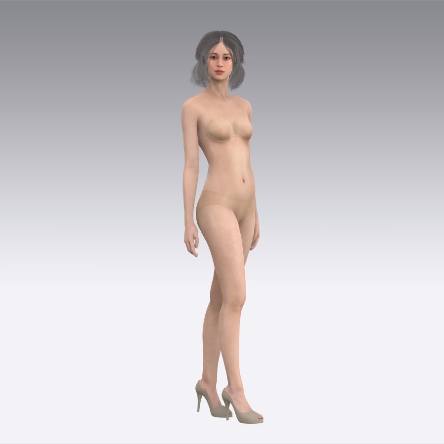 Short hair 008-FV2 for Yuna-FV2 3D model from 3DClo Software 3D model_14
