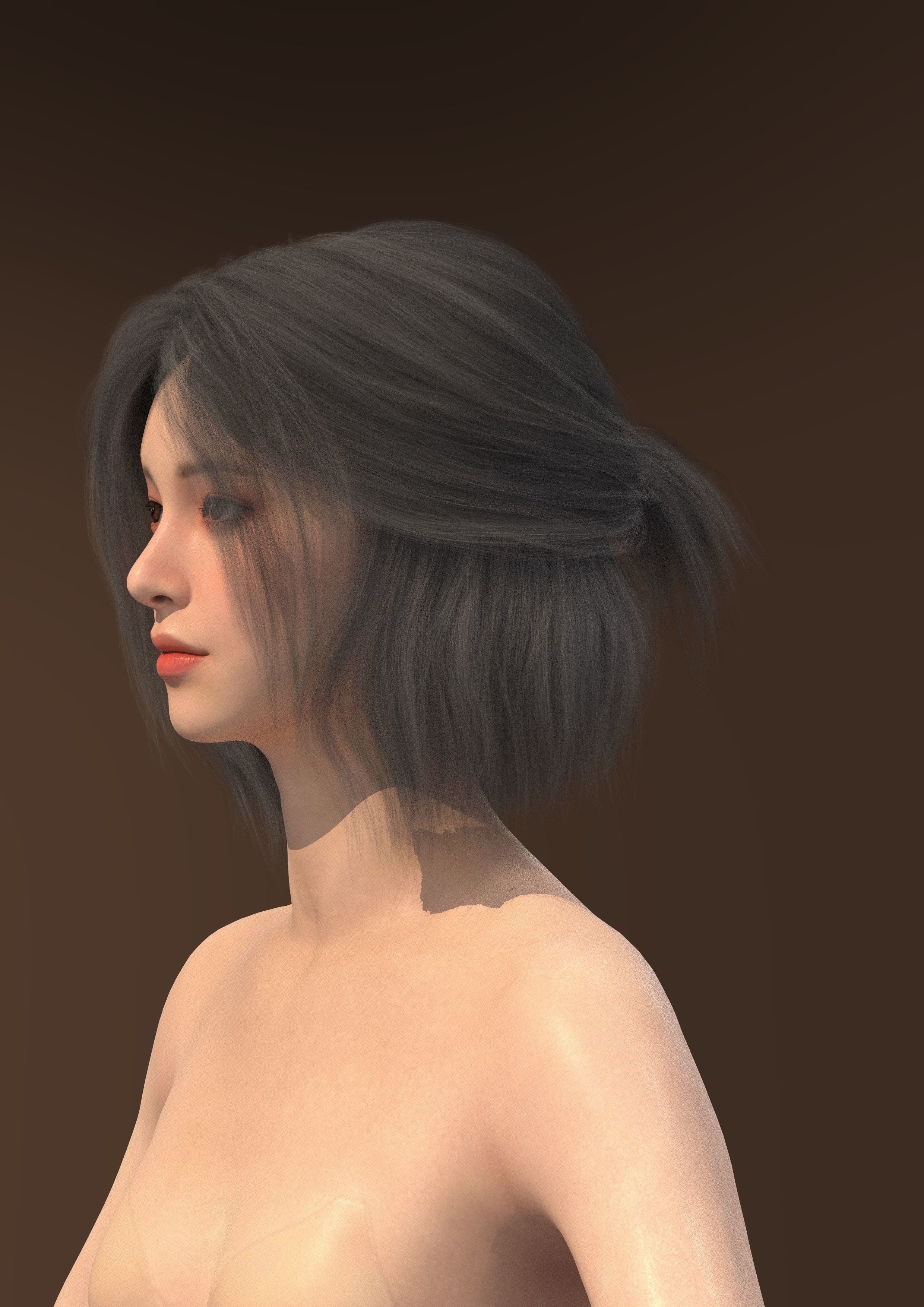Short hair 008-FV2 for Yuna-FV2 3D model from 3DClo Software 3D model_5