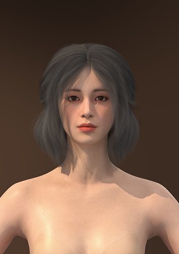 Short hair 008-FV2 for Yuna-FV2 3D model from 3DClo Software 3D model