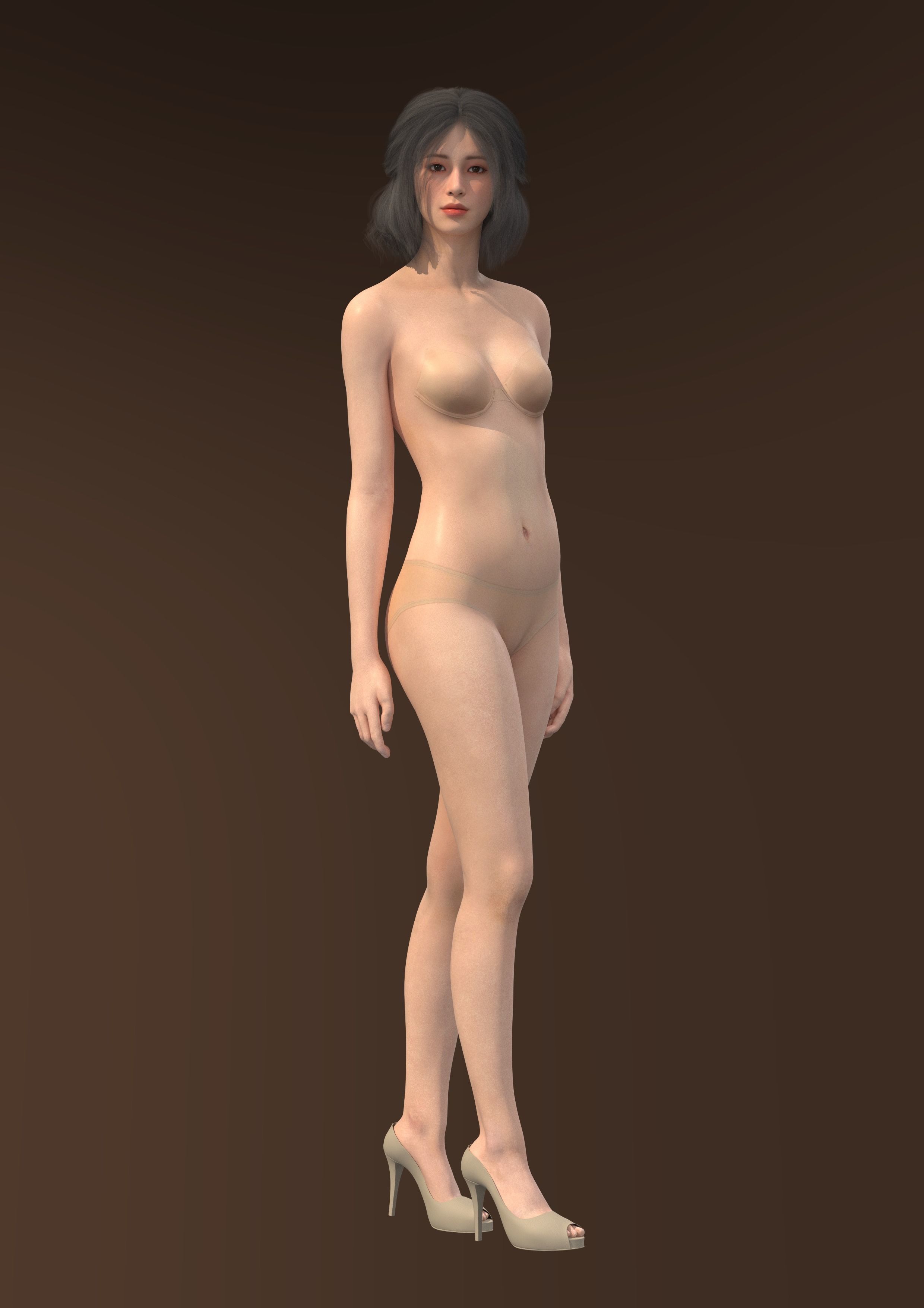 Short hair 008-FV2 for Yuna-FV2 3D model from 3DClo Software 3D model_6