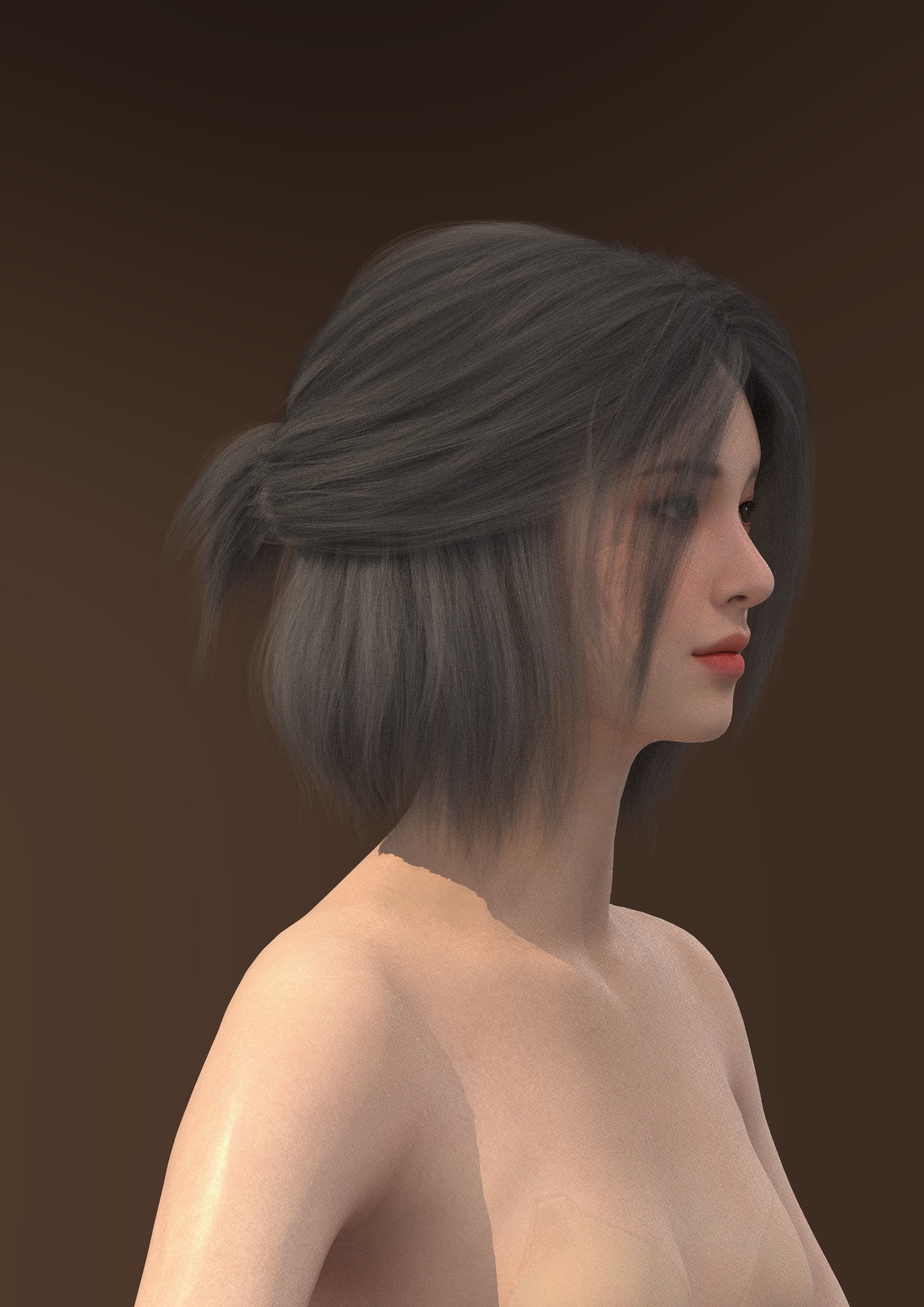 Short hair 008-FV2 for Yuna-FV2 3D model from 3DClo Software 3D model_1
