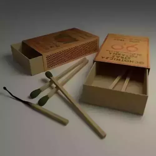 Matches box of with two sticks in it