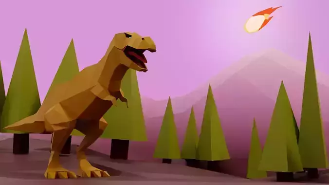 T-Rex dinosaur low poly 3D print model