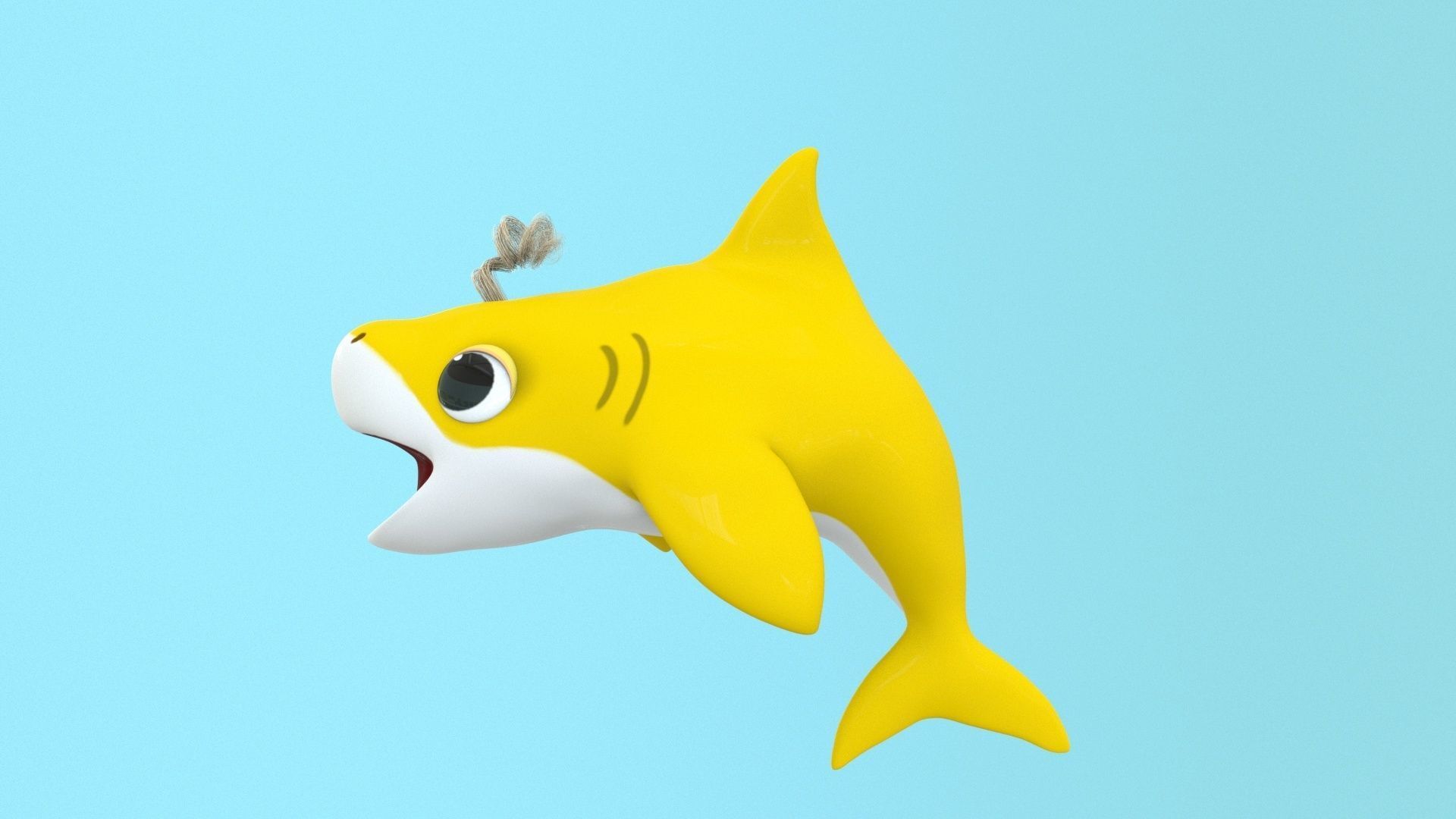 baby shark cartoon character Low-poly 3D model_8