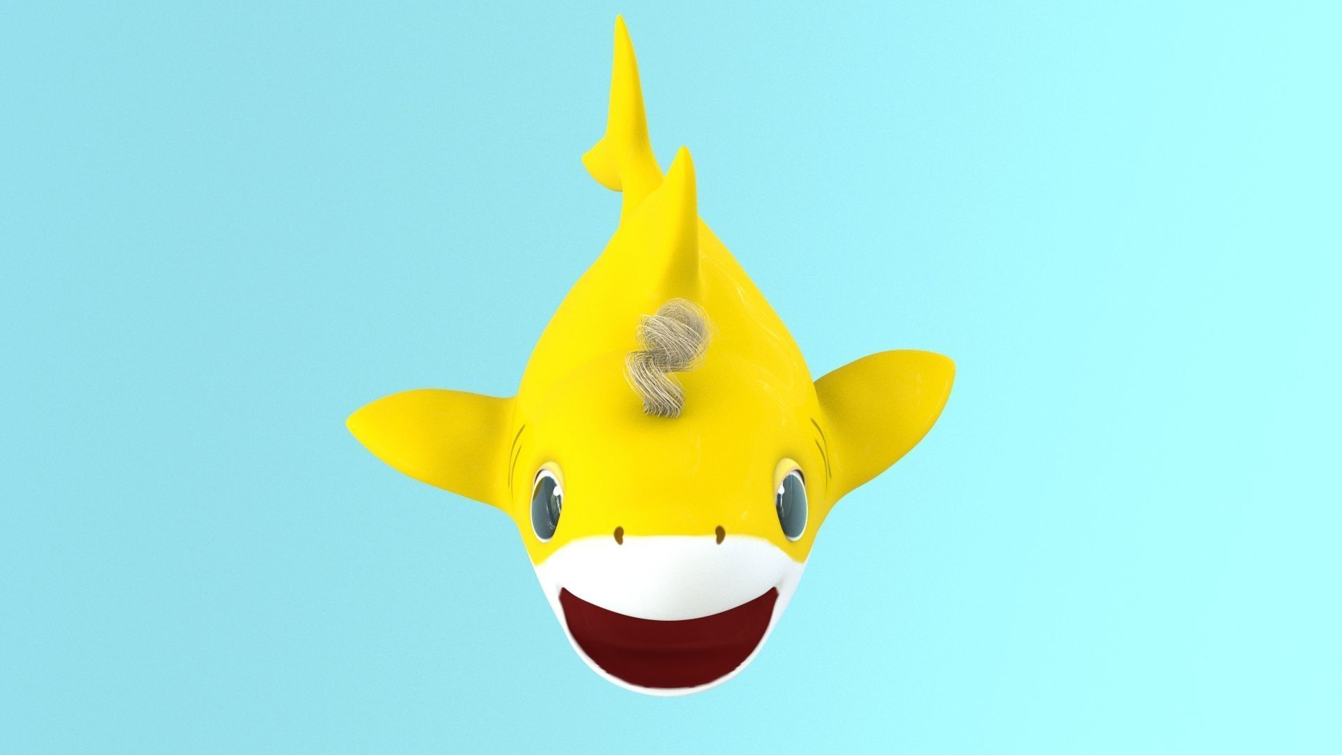 baby shark cartoon character Low-poly 3D model_9