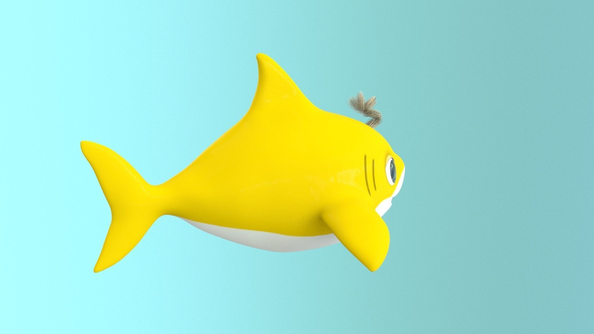 baby shark cartoon character Low-poly 3D model_5