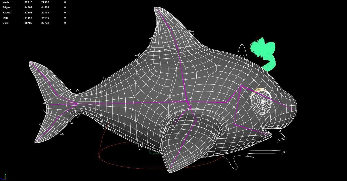 baby shark cartoon character Low-poly 3D model_12