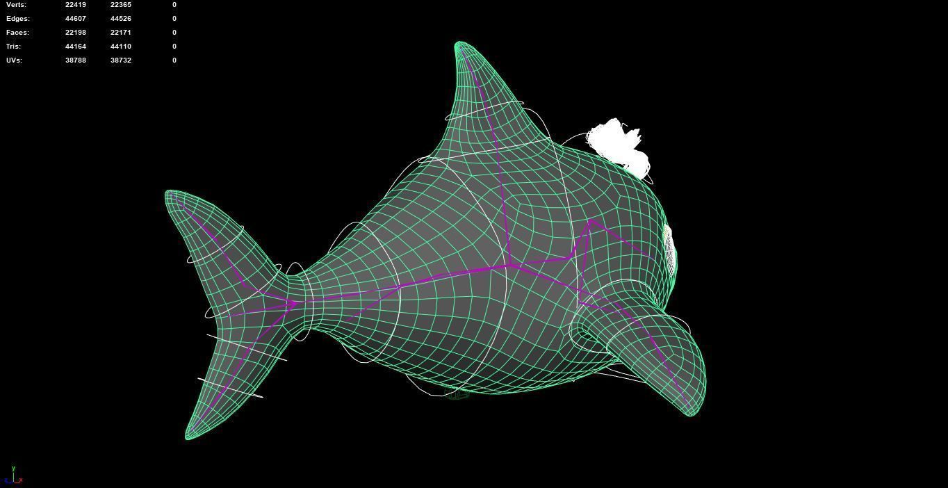 baby shark cartoon character Low-poly 3D model_13