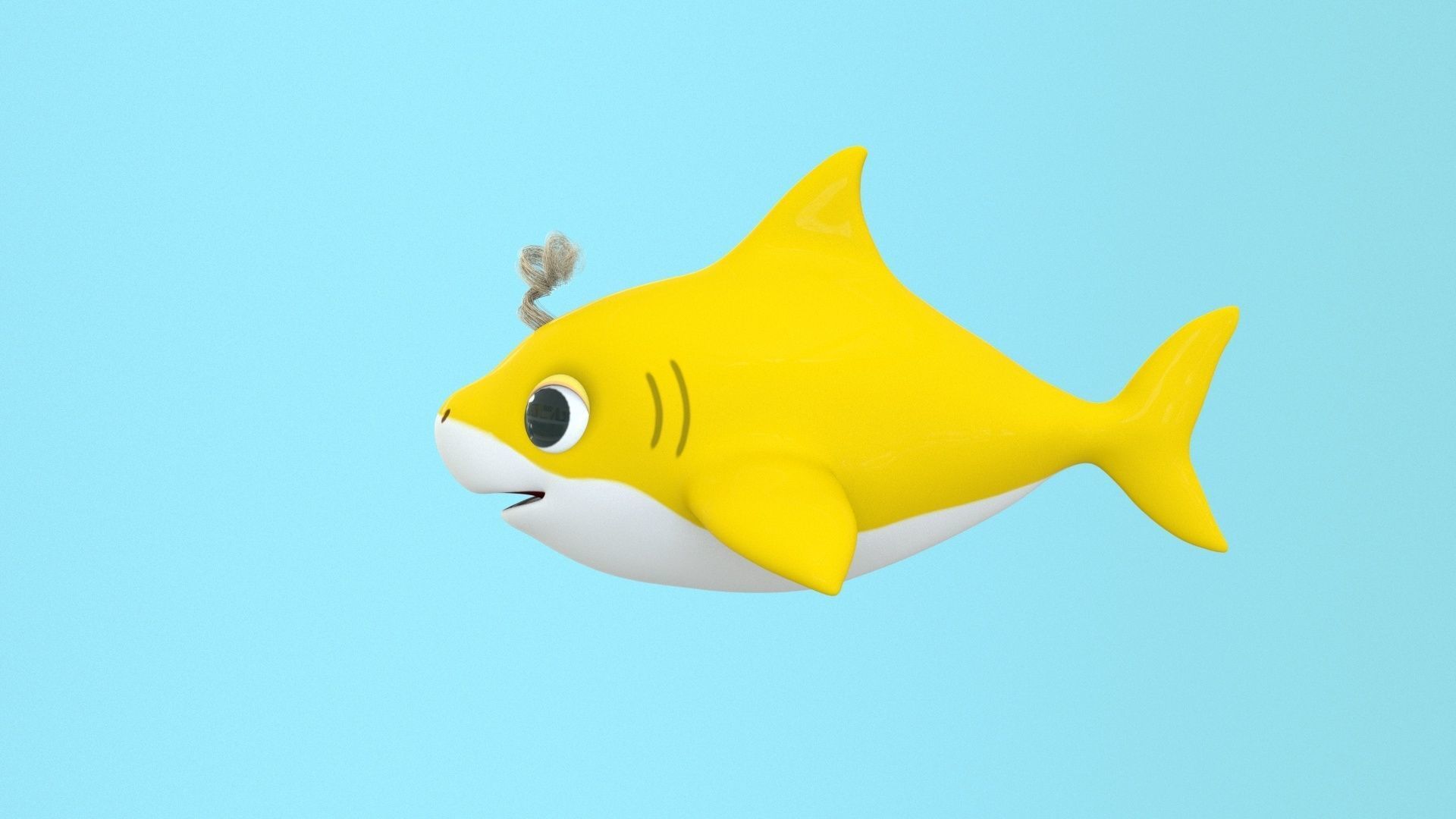 baby shark cartoon character Low-poly 3D model_2