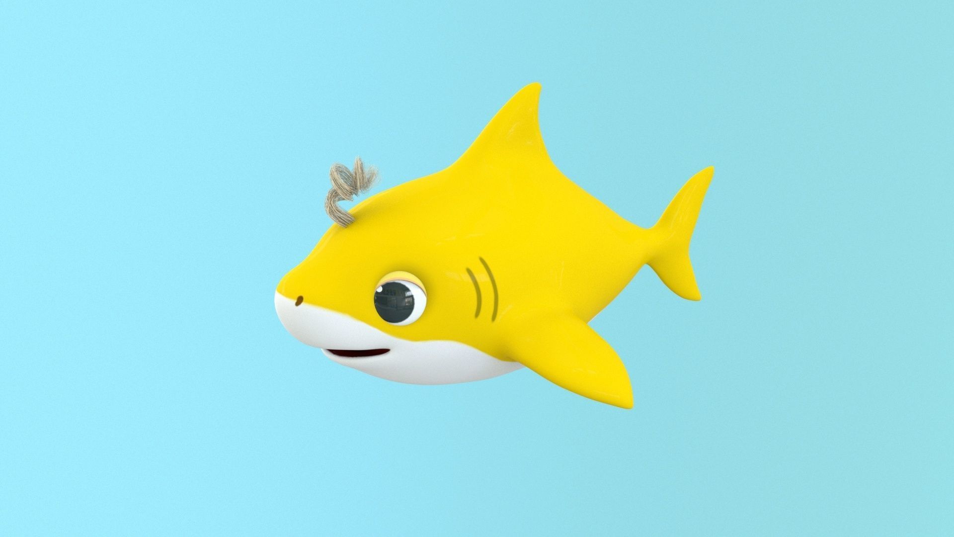 baby shark cartoon character Low-poly 3D model_3