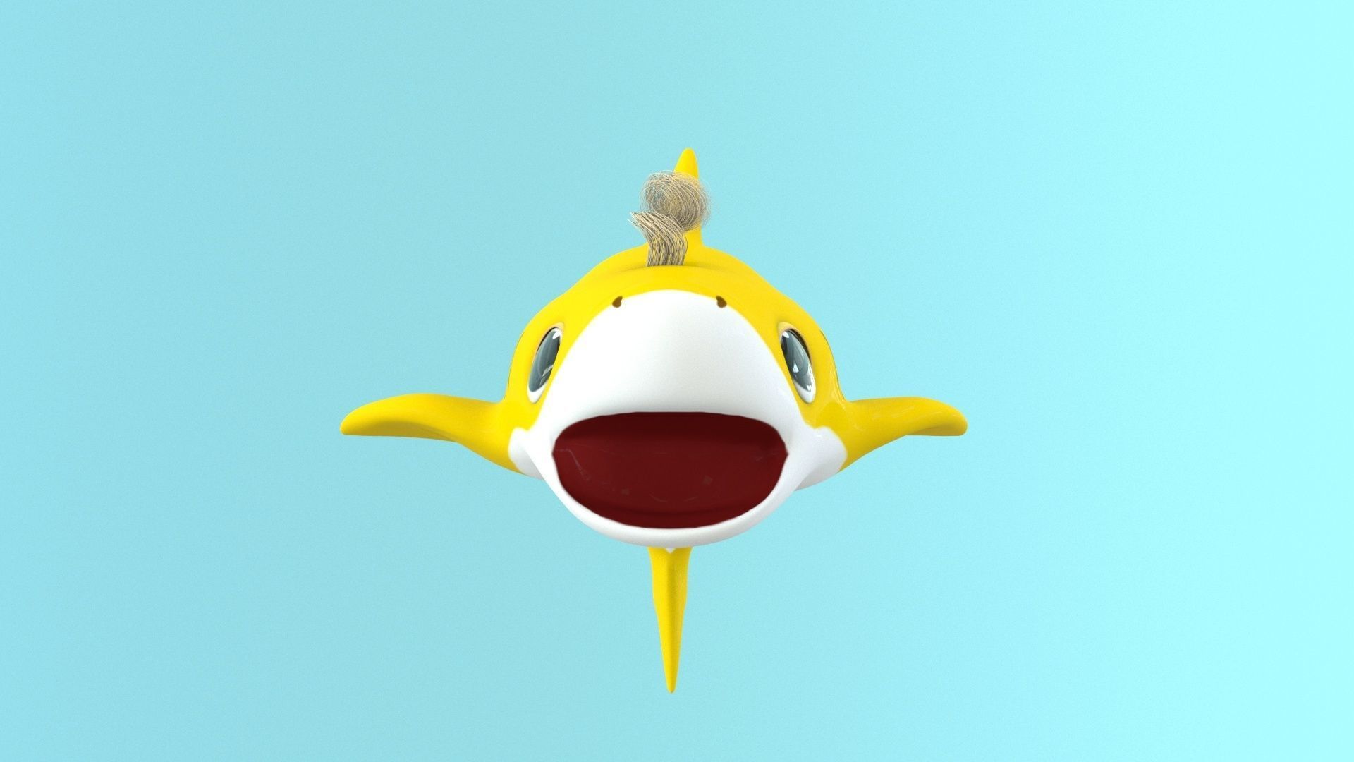 baby shark cartoon character Low-poly 3D model_7