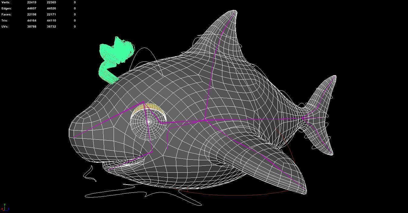 baby shark cartoon character Low-poly 3D model_11