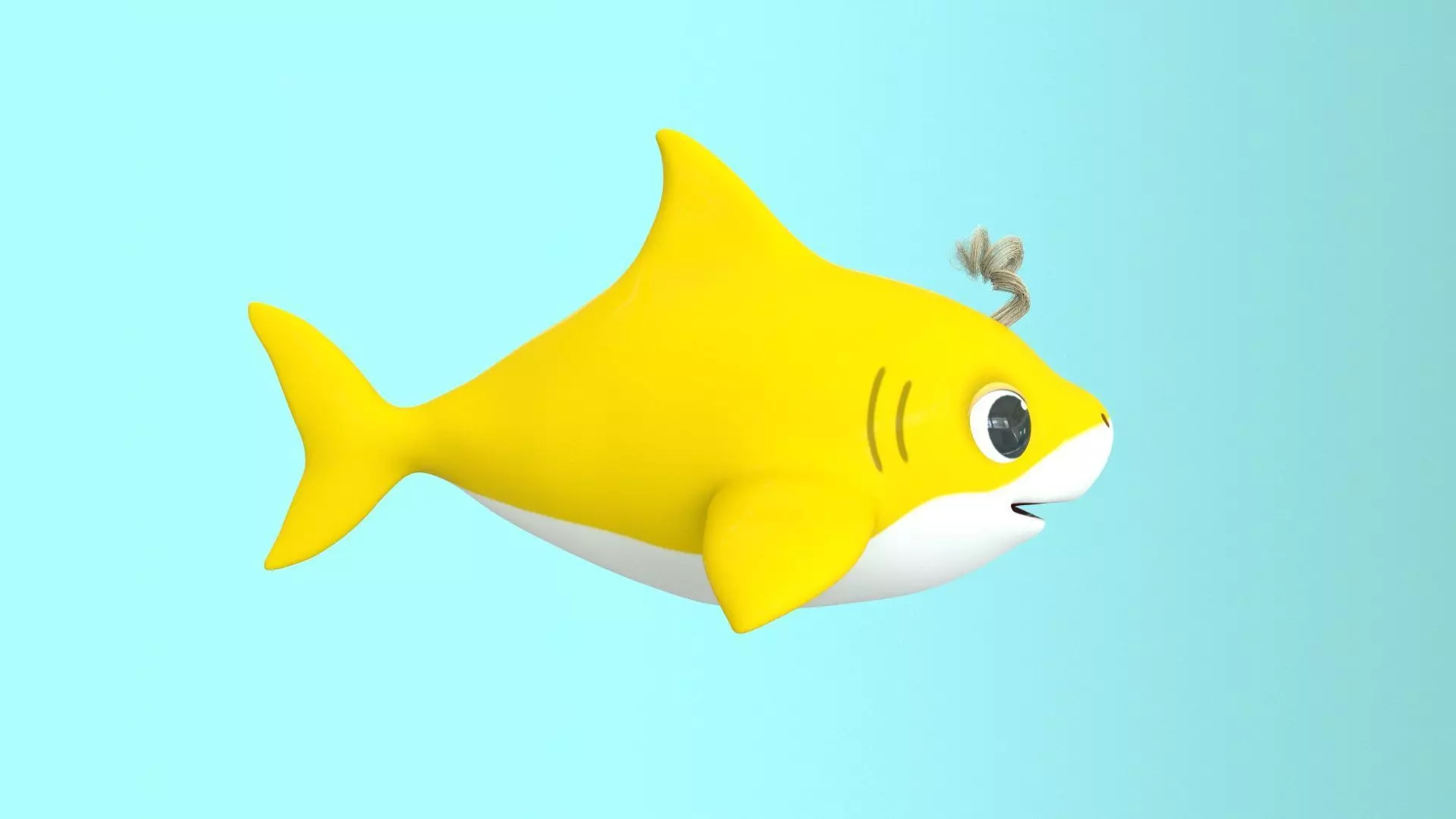 baby shark cartoon character Low-poly 3D model_0